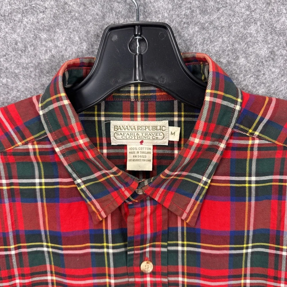 Banana Republic Vintage Safari & Travel Co Mens Red Tartan Plaid Cotton Shirt M